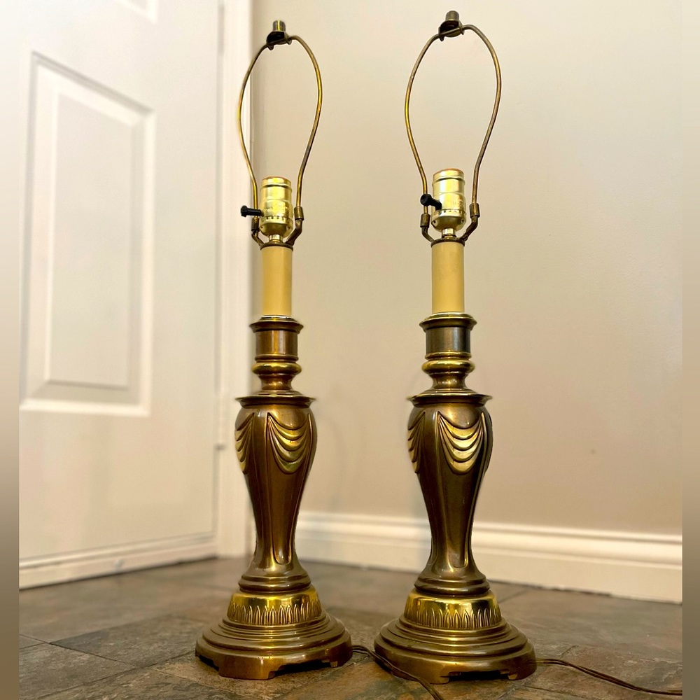 Vintage Excelsior Brass Mid Century Modern Table Lamps | Set of (2) 25.5” Lamps